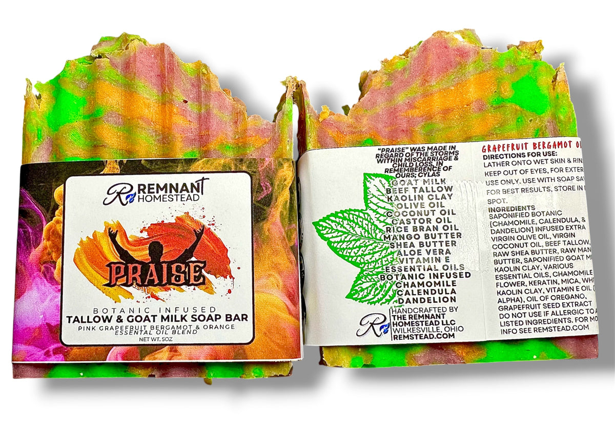 Praise EO | Tallow & Goat Milk Soap | Grapefruit Citrus Essential Oils