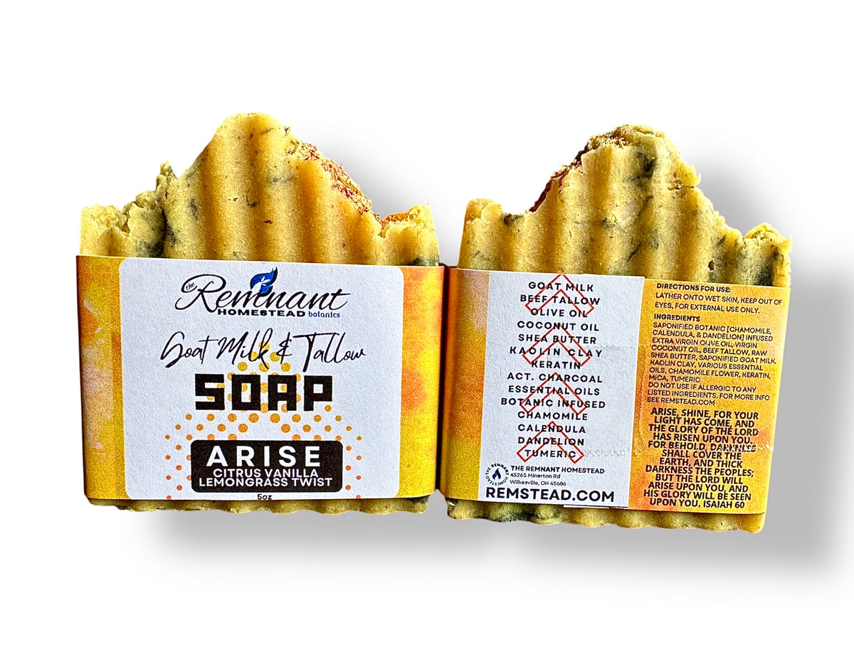 ARISE [EO] | Tallow & Goat Milk Soap | Citrus Vanilla Lemongrass | Fruity Bubblegum