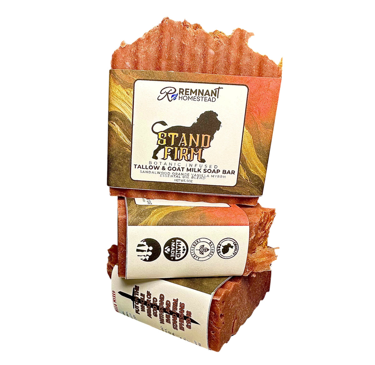 “Stand Firm” Tallow & Goat Milk Soap [Sandalwood, Orange, Myrrh, Vanilla] EO Only