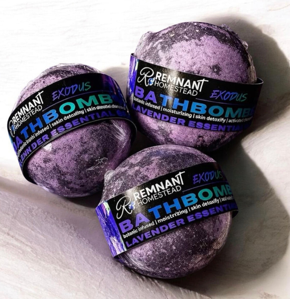 EXODUS Lavender (Charcoal) Detox Botanic Bath Bombs & Domes | Chamomile Calendula Dandelion | Clay | Activated Charcoal