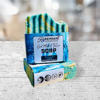 Peppermint Swirls Tallow & Goat Milk Soap Bar (EO)