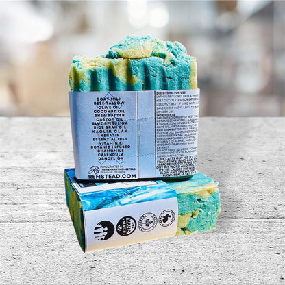 Peppermint Swirls Tallow & Goat Milk Soap Bar (EO)