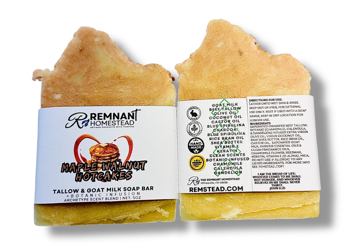 ON SALE Limited Edition: Maple Walnut Hotcakes Tallow & Goat Milk Soap Bar [Archetype Blend] | Botanical Infused
