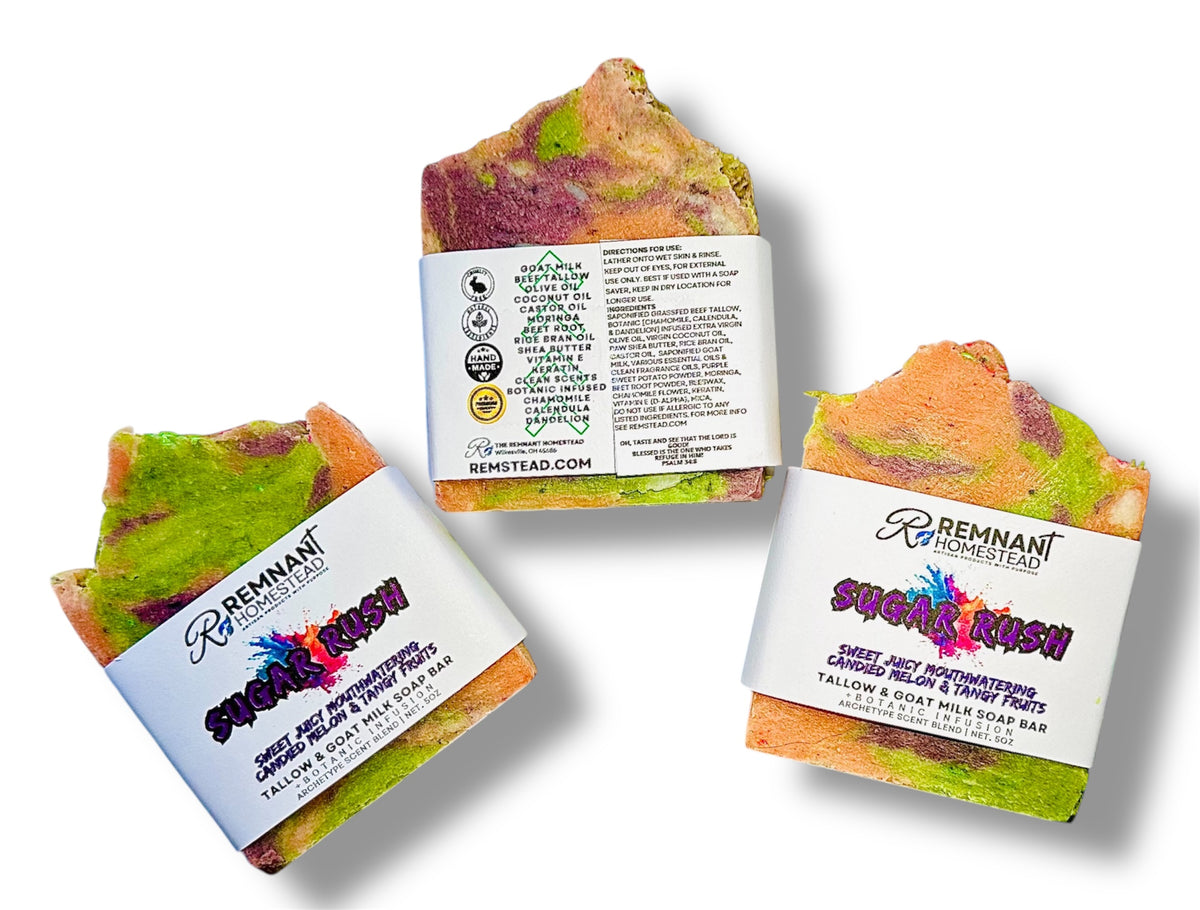 Limited Edition: Sugar Rush | Tallow & Goat Milk Soap Bar [Archetype Blend] | Watermelon Candy Tangy Fruit